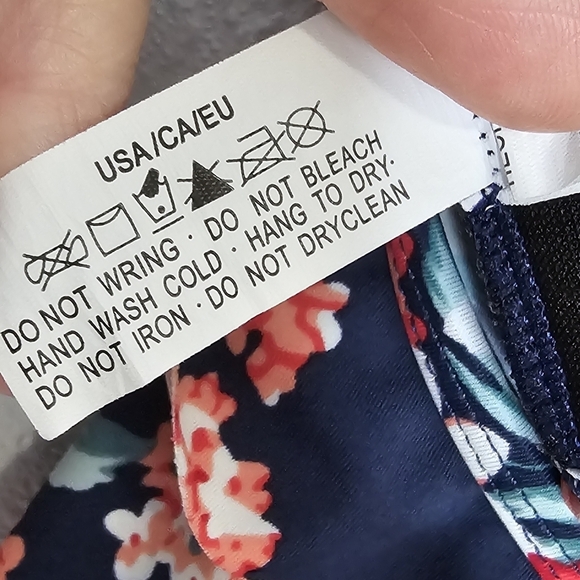 COCOSHIP Ruffle Bikini Swim Top Only Blue Floral Size L Large - Picture 7 of 10